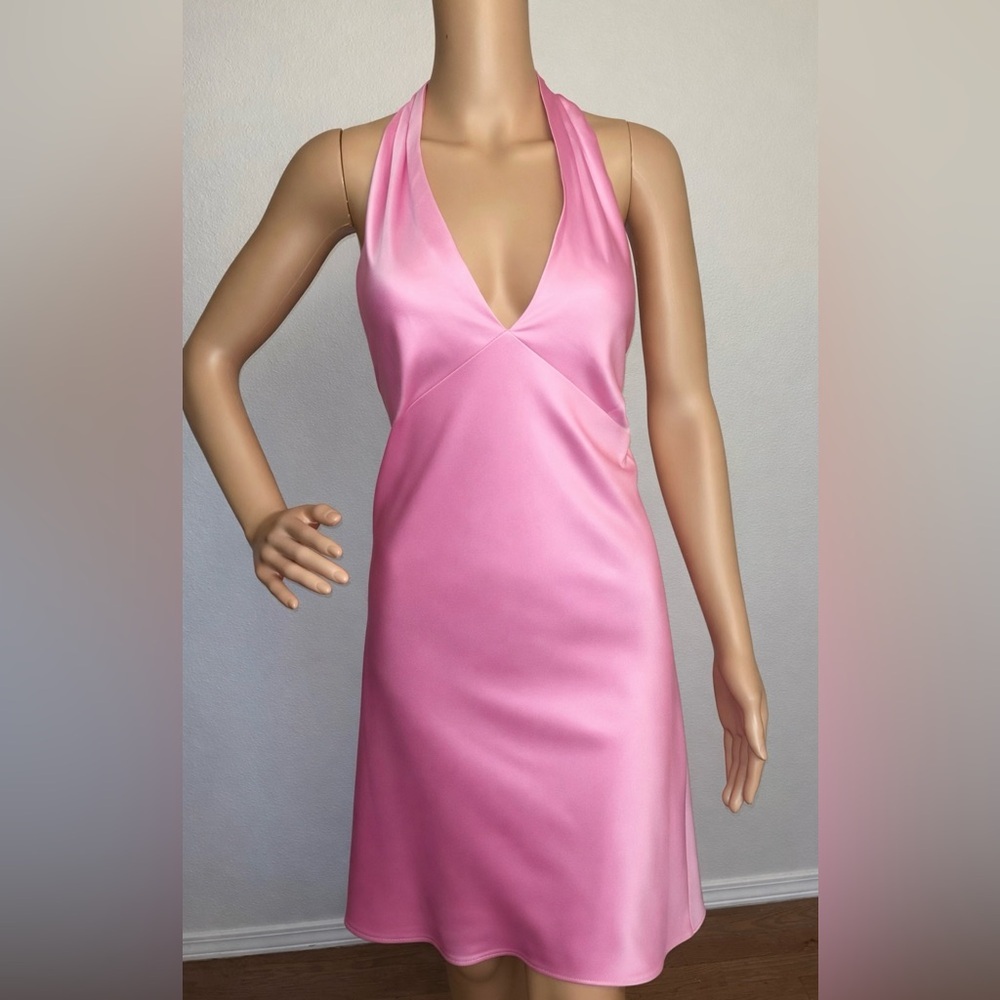 wild fable Pink Satin Halter Slip Dress - V-Neck